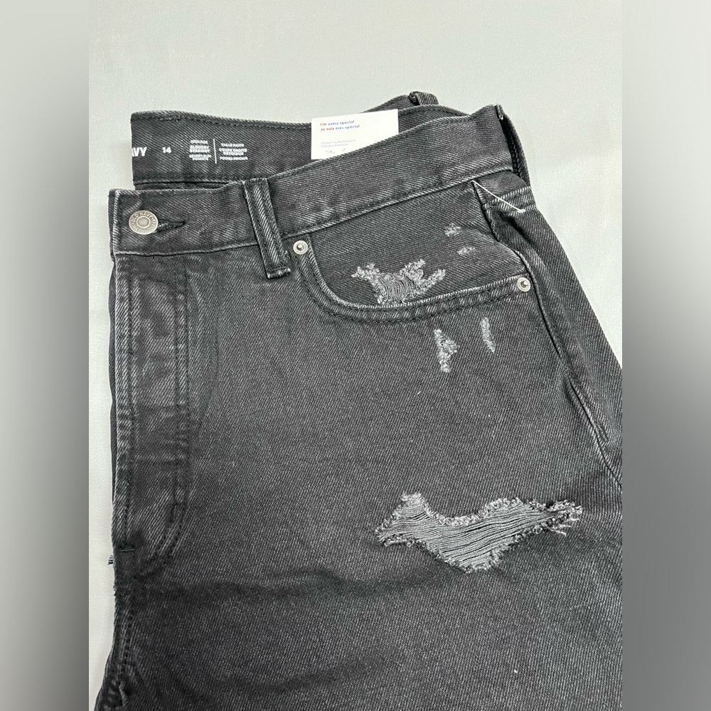 Old Navy Slouchy Straight High Rise Black Jeans Size 14 . NWT - Picture 4 of 10